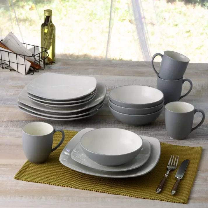 Reactive Glaze Stoneware 16-Piece Dinnerware Set kitchen dishes for dinner set