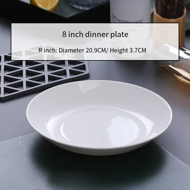 JIUWANG Wedding Event 8 10 12 Inch Dises and Plates Cheap Price White Ceramic Plate for Restaurant