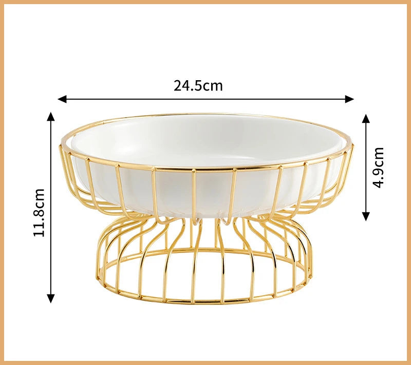 Luxury style Metal Ceramic Cake Dessert Plate Decorative Serving Bowls Snack Serving Dish Fruit Vegetable Tray