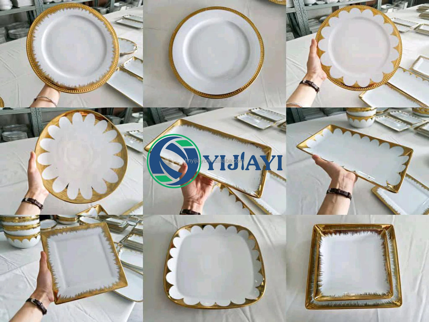 Mixed wholesale white and gold of gold plated ceramic tableware dinner sets sold in Africa market