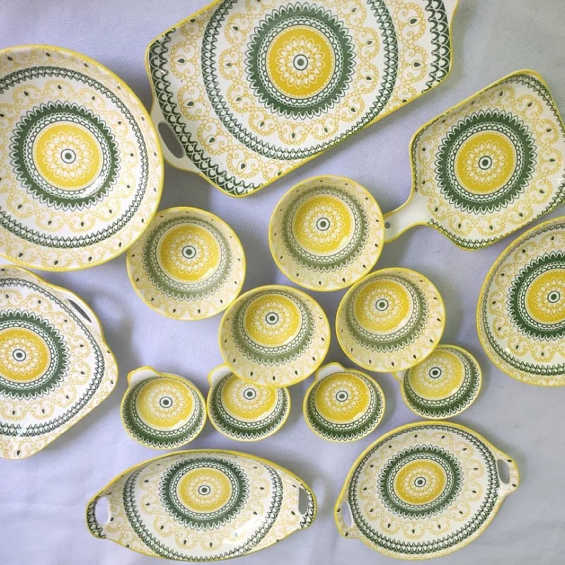 Ceramic Manufacturer Custom Machine Printed Ceramic Tableware Bohemian Style Moroccan Plates