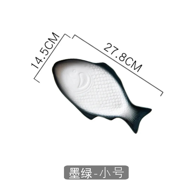 white plates irregular Creative Fish Shaped Plate Ceramic Serving Platter Fish Dish for Restaurant Home