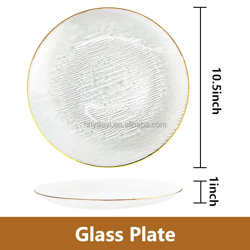 12.6 inches clear wedding gold glass plates wholesale silver beaded charger plates