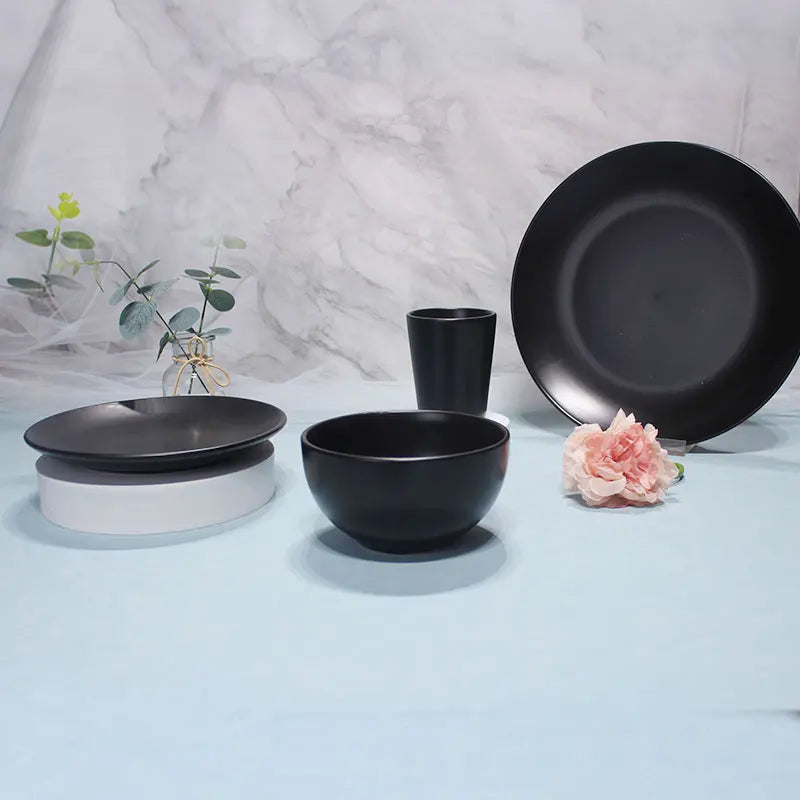 16pcs Home Hotel Restaurant Luxury Reactive Glaze Ceramic Dinnerware color Glaze Stoneware Dinner Set