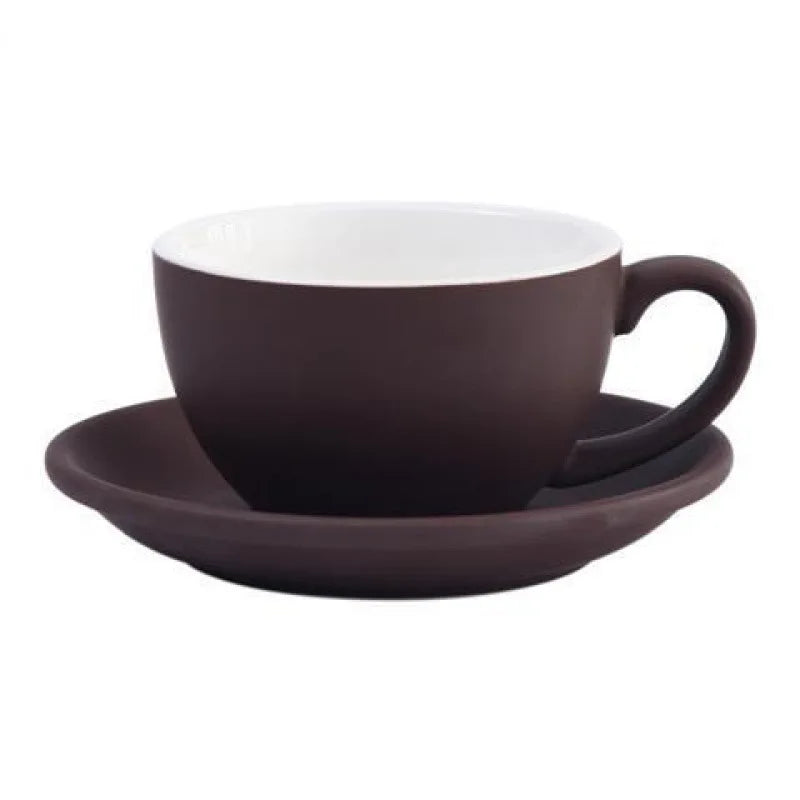 china  Wholesale Multiple Color Optional Matte 300cc European Porcelain reusable  Coffee Cup Ceramic Milk Cup With Saucer Set