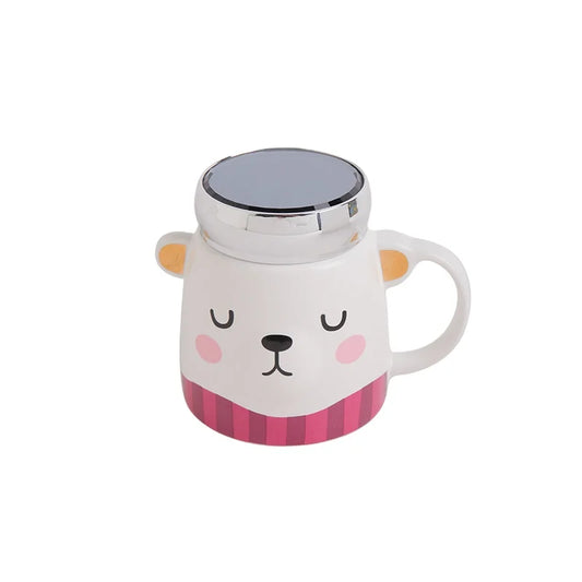 Custom sublimation ceramic water travel tea coffee mirror mug cup with screw lid and handle cup