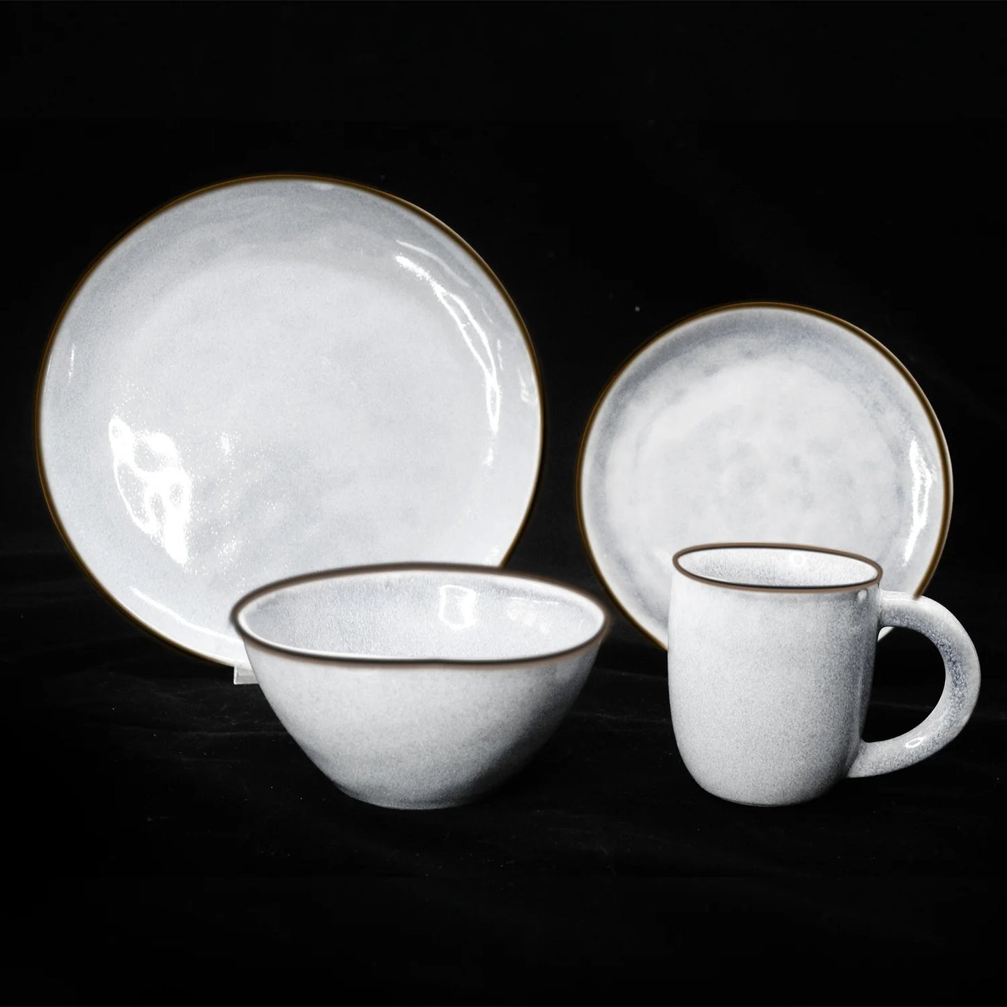 restaurant furniture  tableware set 12 18 24 piece  Stone Color Glazed Stoneware Ceramic Dinnerware soup bowl dinner sets