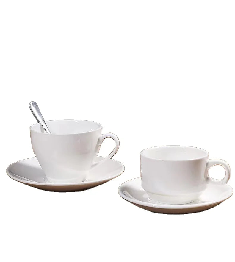 China factory hotel white porcelain is reusable and customizable  tea cup and saucer set ceramic Coffee & Tea Sets