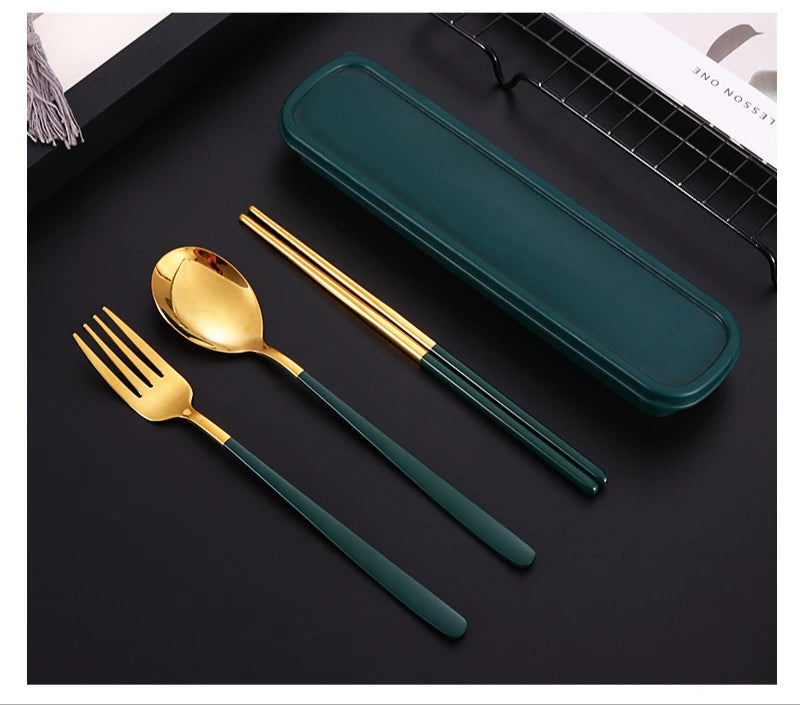 Wholesale Reusable Custom Logo Black And Gold Luxury Wedding Cutlery Set Stainless Steel Cutlery Sets With Box