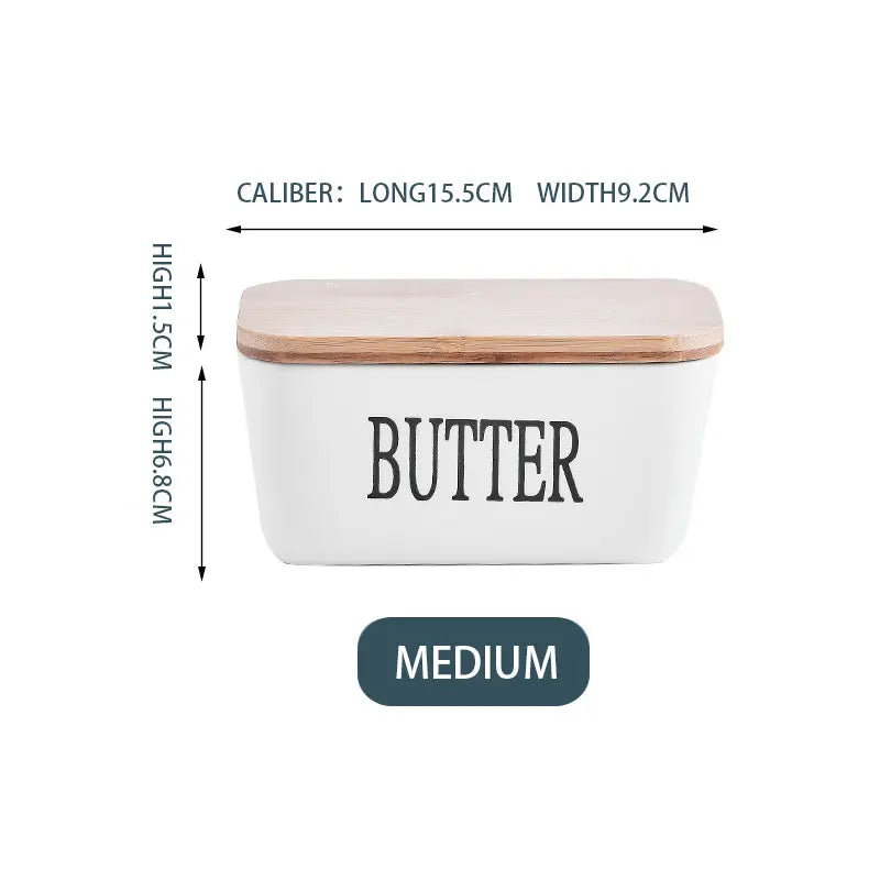 Nordic Style Butter Box With Knife Set Ceramic Cheese Butter Storage Plate With Bamboo Lid Food Container For Kitchen