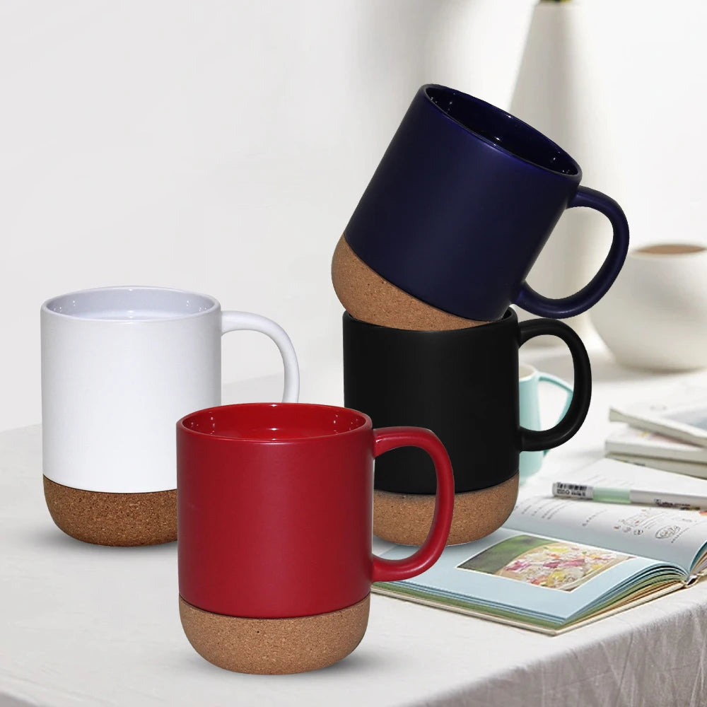 13oz sublimation ceramic coffee mugs with corked removable bottom