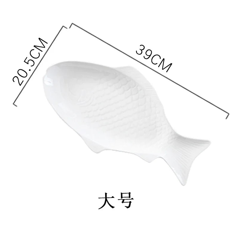 Creative Fish Shaped Plate Ceramic Serving Platter Fish Dish for Restaurant Home