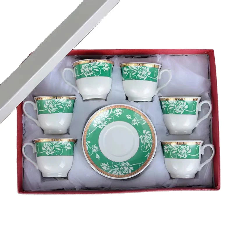 Customized 6 Pcs Cups Saucers Creative Gift Box European Ceramic Dinner Saucer Tea Coffee Set