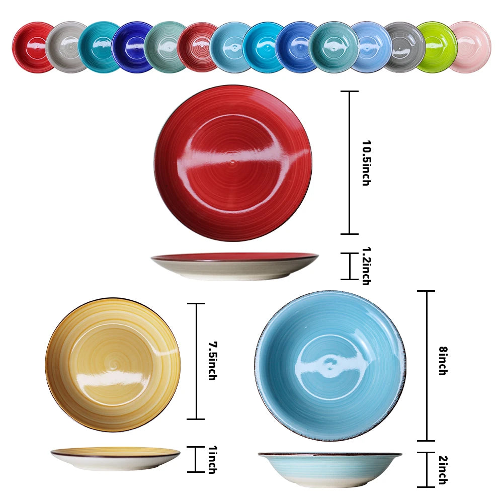 tableware set 12 18 24 piece  Stone Color Glazed Stoneware Ceramic Dinnerware soup bowl dinner sets vaisselle en gros  lux