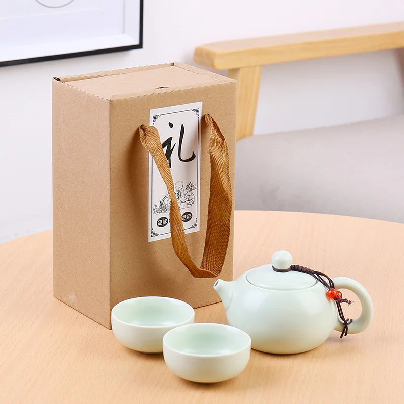 Chinese Kung Fu Travel traditional Tea Set Ceramic Gaiwan Tea Cups with gift box