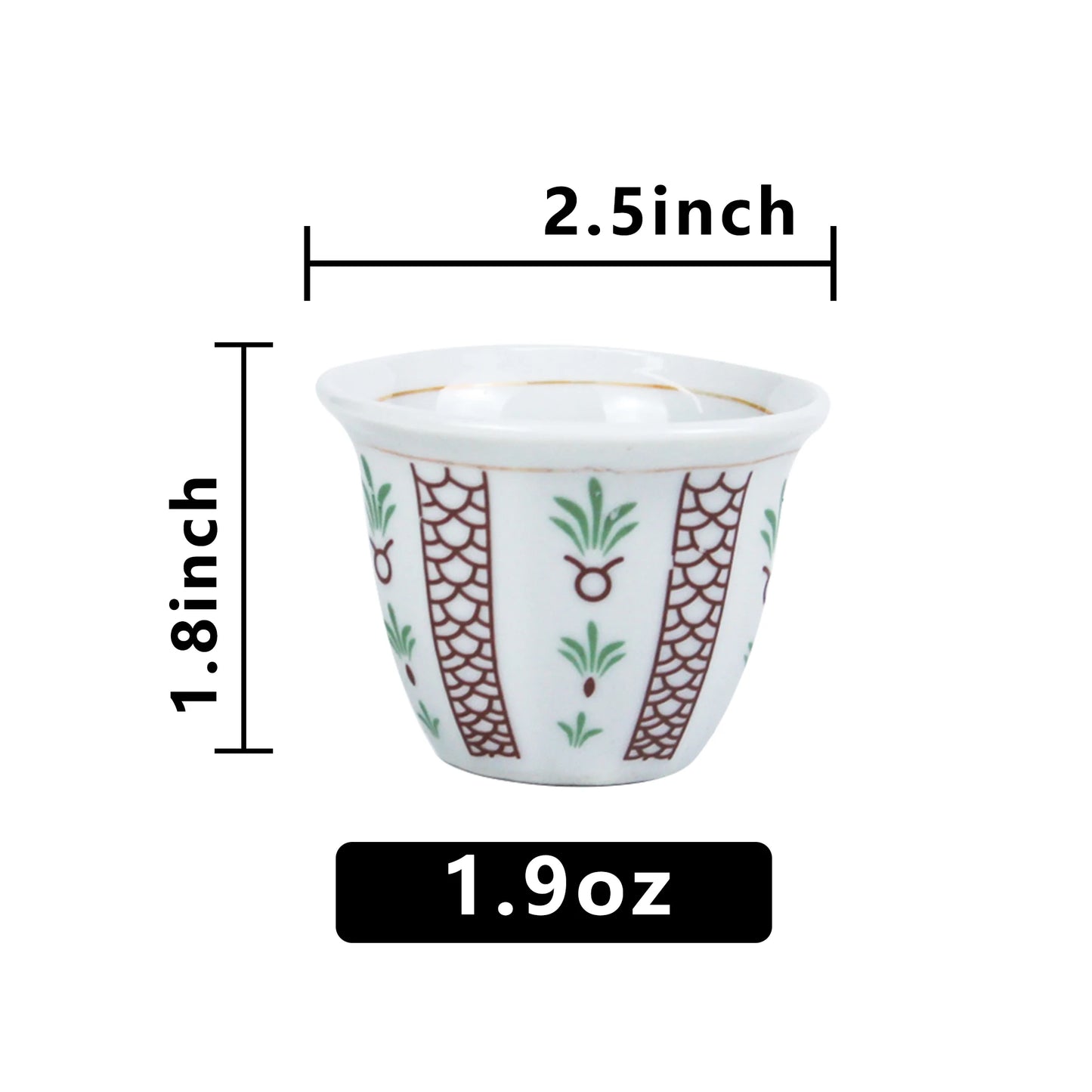 Customized PORCELAIN Arabic logo ethiopian ceramic  muslim tea and cawa modern CUP SET 12 PCS IN THE BOX