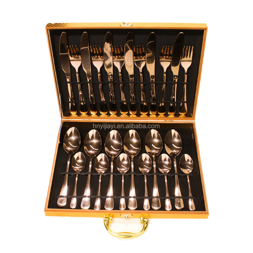 Royal Luxurious Luxury 24 Piece Gold Stainless Steel Gold Cutlery Set