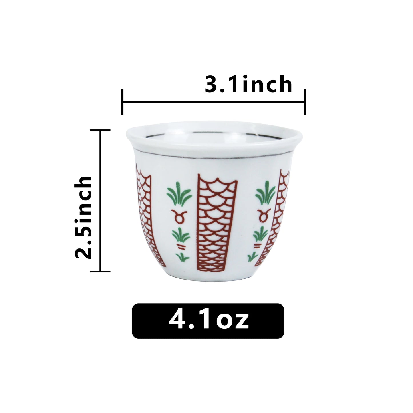 Customized PORCELAIN Arabic logo ethiopian ceramic  small cawa cup new bone china SET 12 PCS IN THE BOX