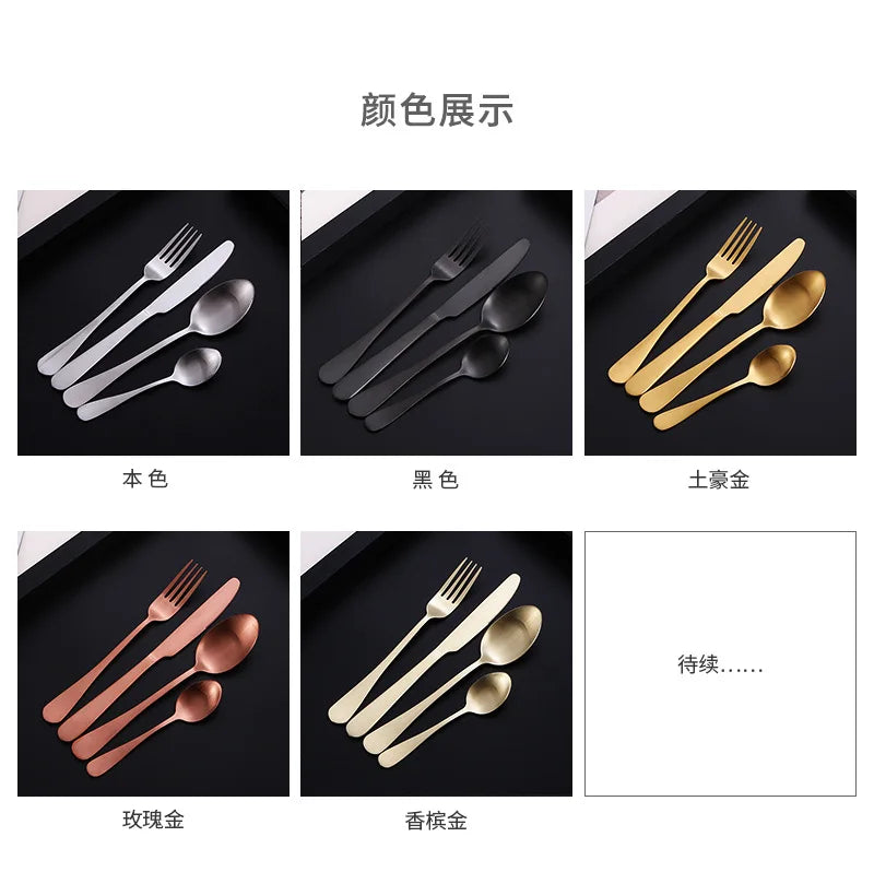 hot selling gift set promotion gold and black cutipol stainless steel 24pcs cutlery set