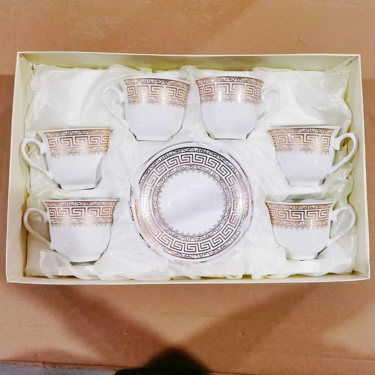 Porcelain espresso cup set design Arabic 6Pcs 90Ml espresso Ceramic Reusable Coffee Cups with Saucers Set