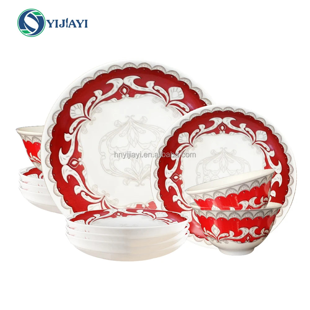 custom restaurant ceramic porcelain  flower flatware 12inch 10inch 8inch fine bone china dinner colorful dessert  plates