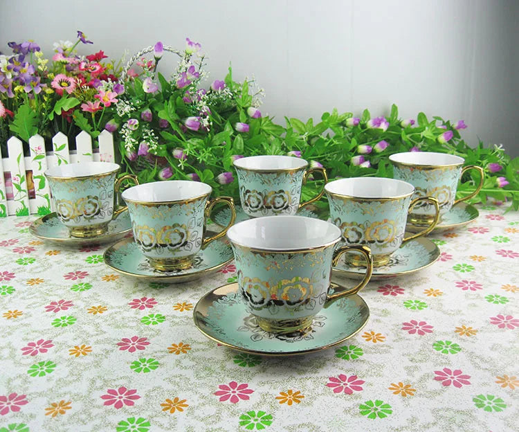 Ethiopian coffee tea set cup and dish set printed ceramic luxury gift set