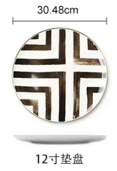 Factory Price Modern Porcelain Black and White Dinner Ceramic Dish European Style Plate for Wedding And Party