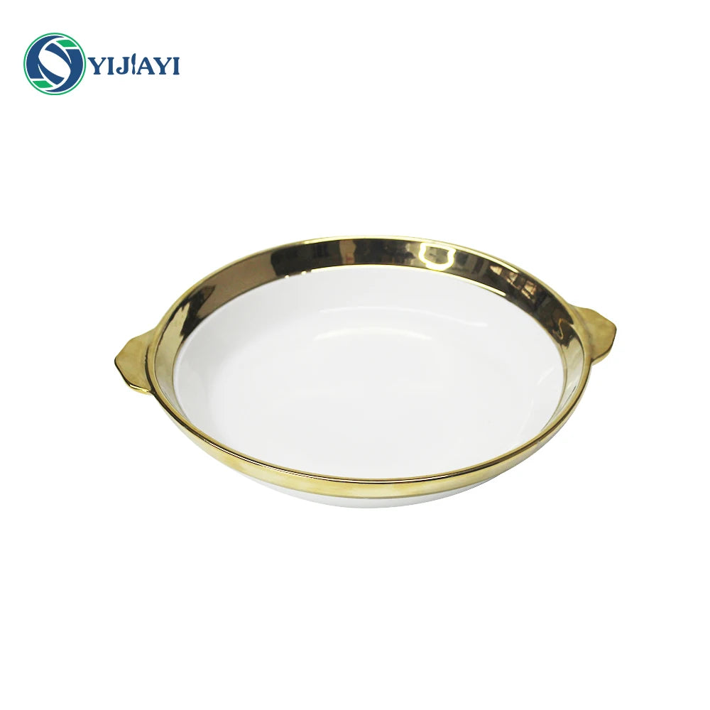 creative luxury 6in 8in10inch gold-plated ceramic tableware Western steak fruit porcelain plate noodles table plate for wedding