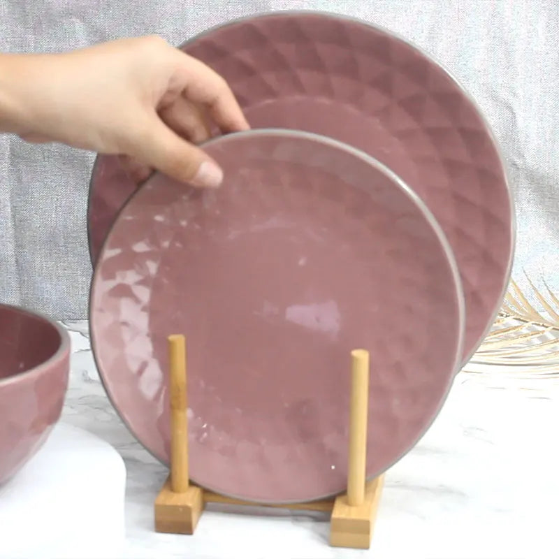 16pcs Japanese style round shape porcelain dinnerware set matte glaze for home restaurant use