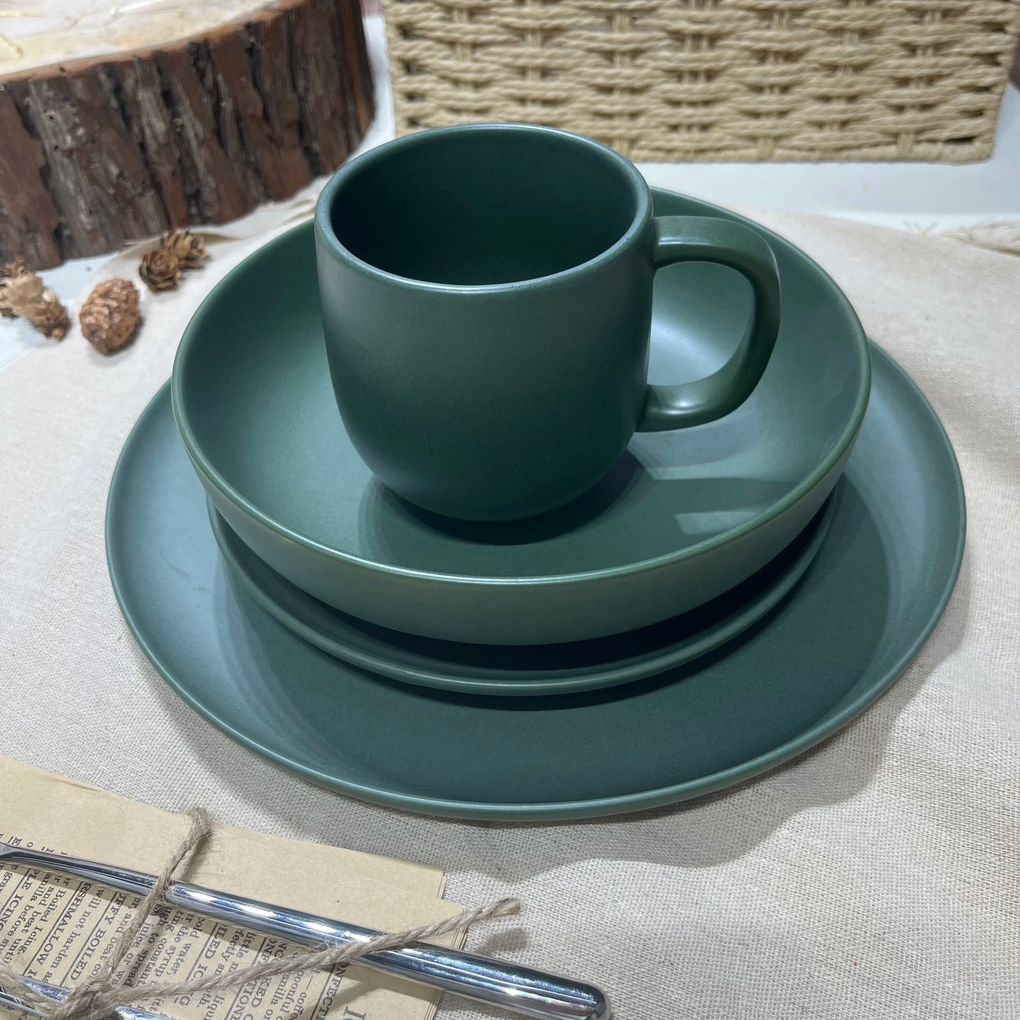 JIUWANG wholesale custom ceramic  Glazed Stoneware Ceramic Dinnerware soup bowl dinner sets soup bowl and saucer porcelain flat