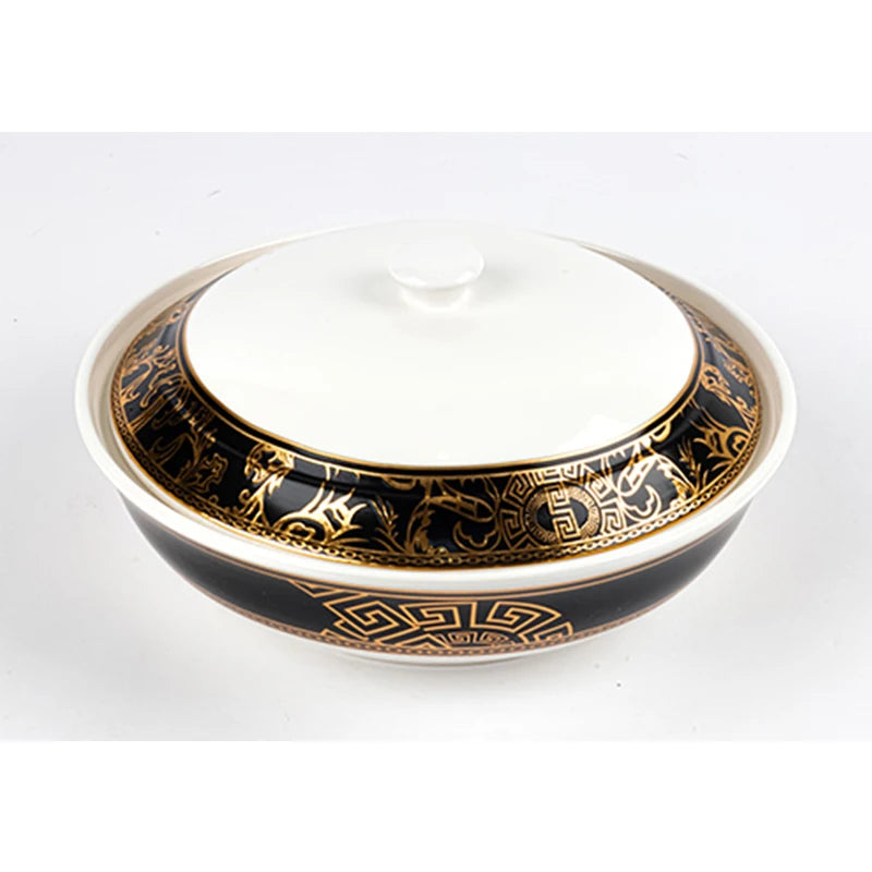 white ceramic soup tureen with embossed decoration high quality cheap price