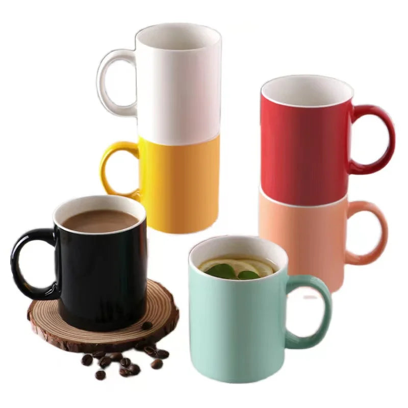 Wholesale Custom Blank Porcelain Mugs Cups Plain White Black Ceramic Sublimation Coffee Cups Mugs With Logo