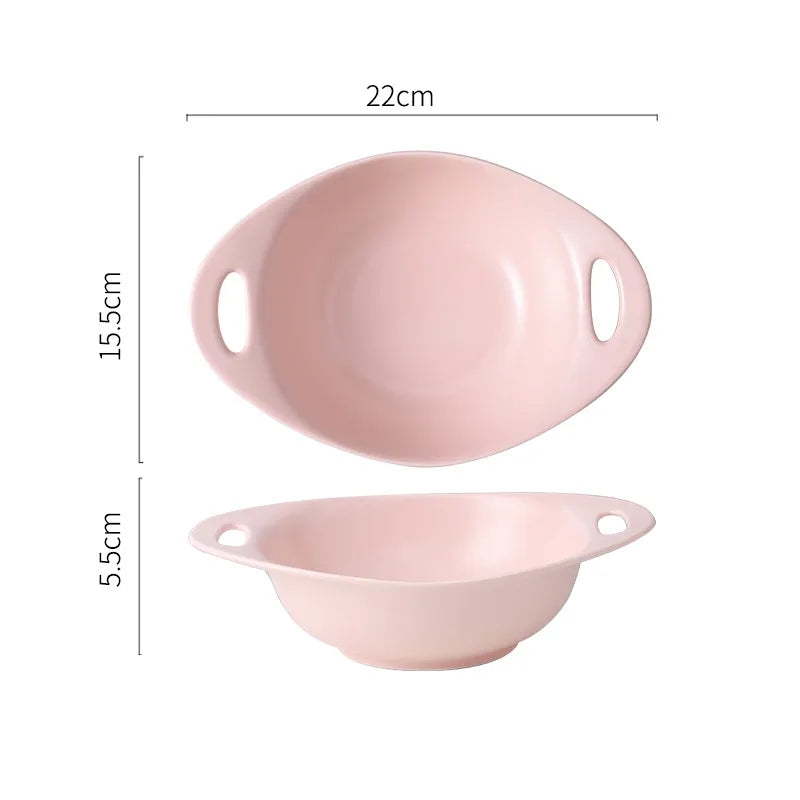 Underglaze Matte Fruit Salad Ceramic Bowl Heat Insulation Instant Noodle Soup Porcelain Baking Dish Household Restaurant