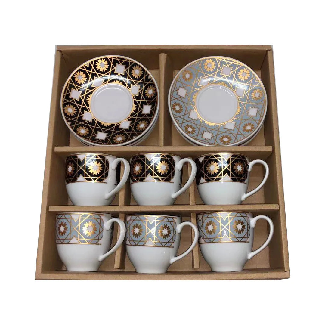 Ceramic Turkish Golden Coffee Cup Set Electroplating Silver/Gold New Bone Arabic Coffee Cups