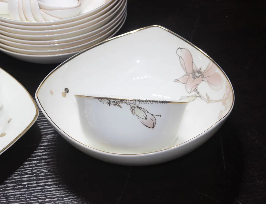 Wholesale 28 56 PCS Plate Bowl Dinnerware Fine NEW Bone China luxury  Dinner Sets