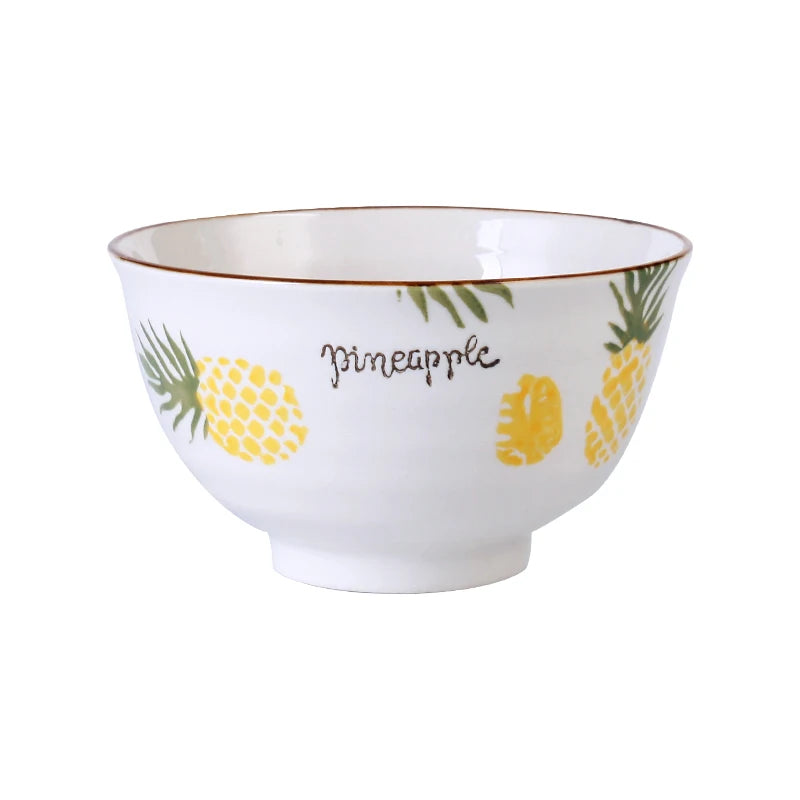 Anti-scalding creative cute pattern stylish ceramic bowl pineapple ceramic bowl