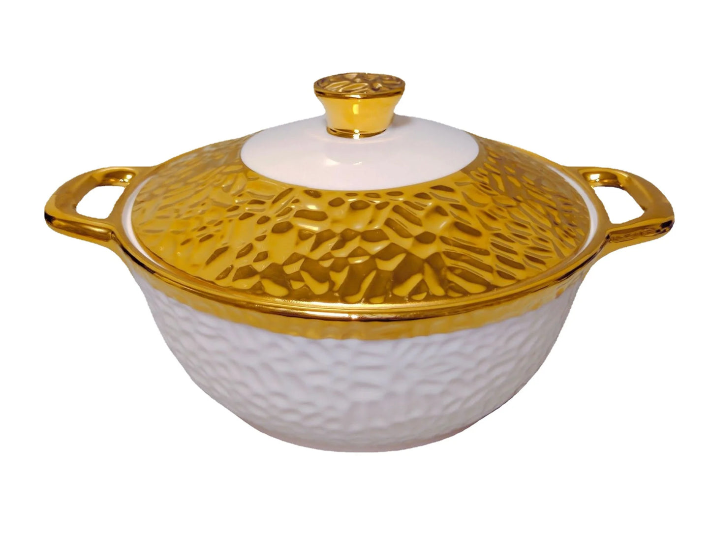 JIUWANG guangzhou gold-plated ceramic porcelain casserole dish with lid Set soup pot rose gold with lib