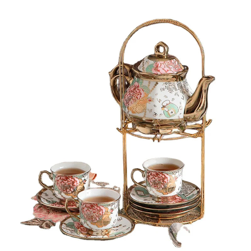 top seller Gold rim ethiopian porcelain tea sets with teapot ceramic tea pot and cup set