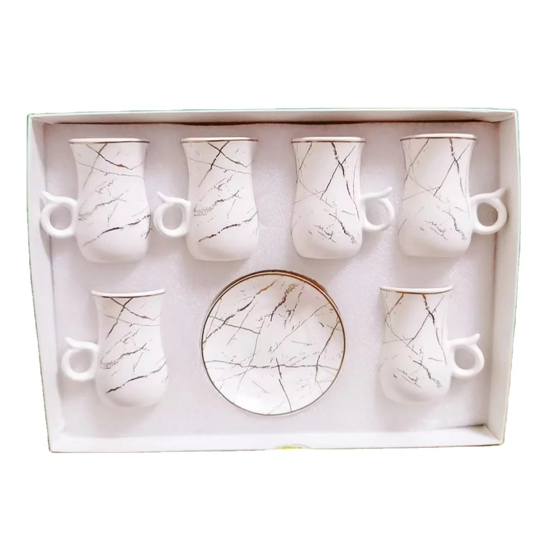 Customized 6 Pcs Cups Saucers Creative Gift Box European Ceramic Dinner Saucer Tea Coffee Set