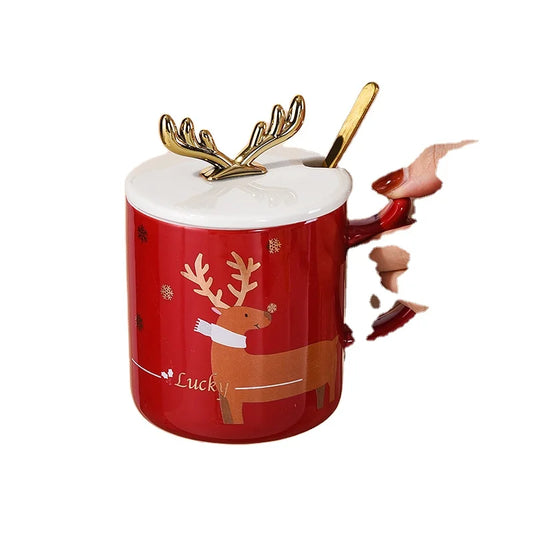 Creative Santa cup with couple mugs cute cup ceramic christmas mug