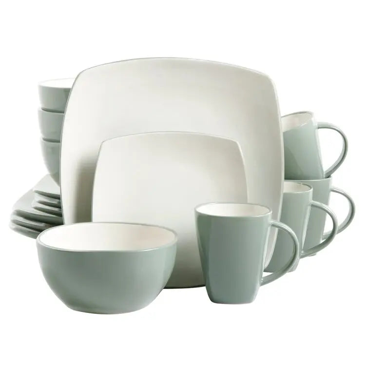 JIUWANG Nordic Restaurant wedding used white square shape modern porcelain ceramic dinnerware set for sale