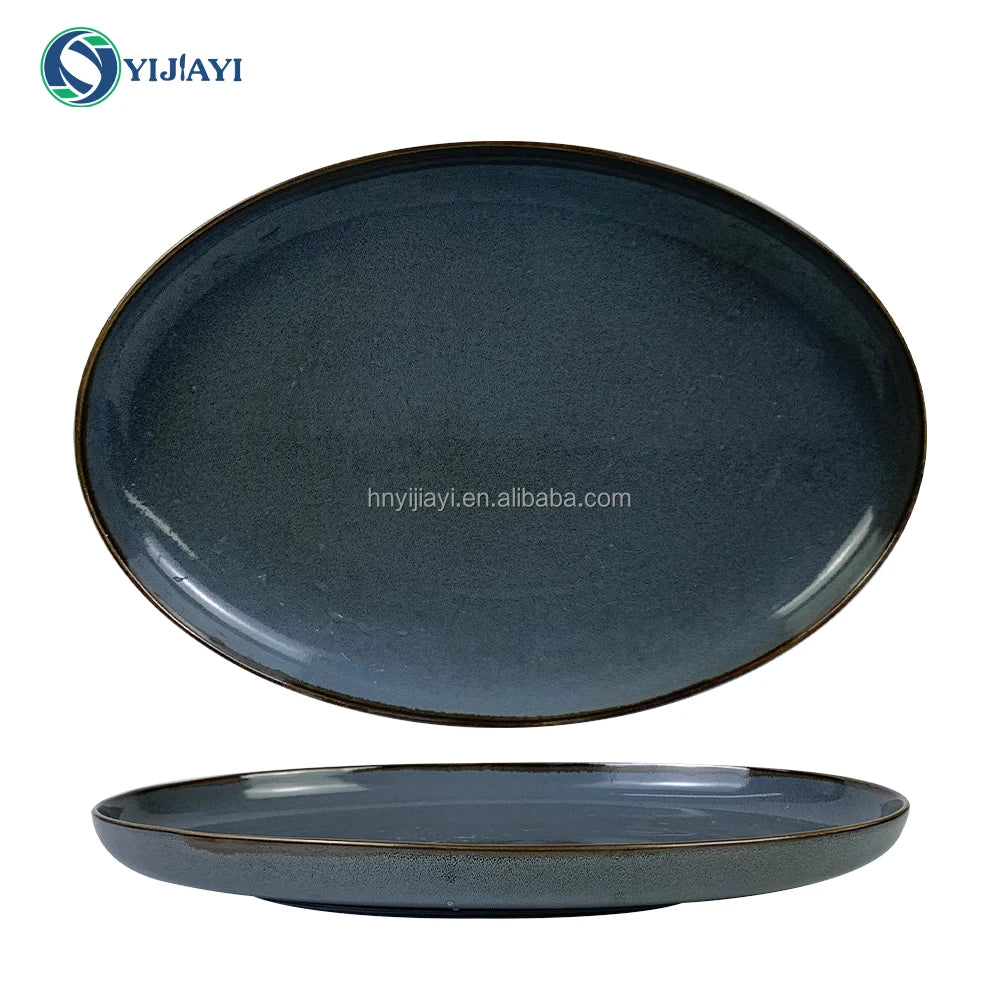 JIUWANG wholesale custom ceramic  Glazed Stoneware Ceramic Dinnerware soup bowl dinner sets soup bowl and saucer porcelain flat