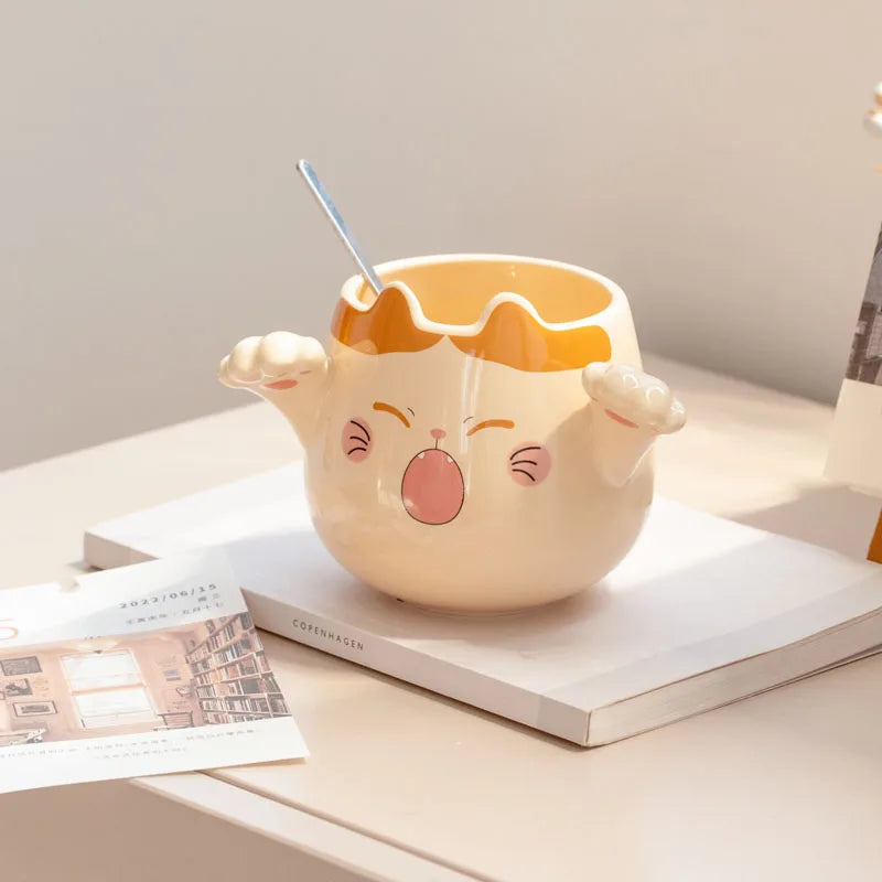 Creative ceramic mug cute animal shaped small cat cup for weeding gift