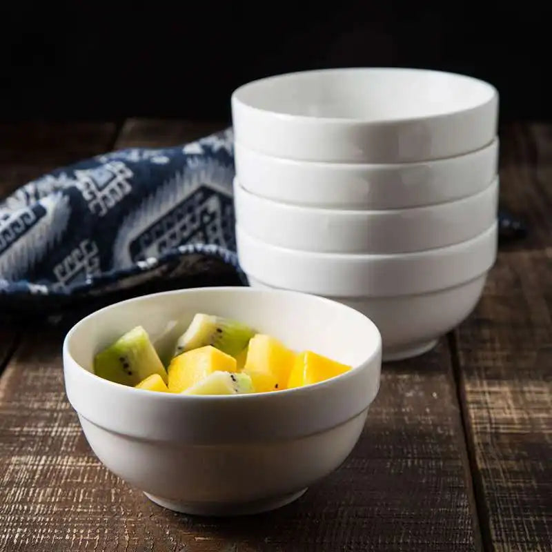 Serving Bowls - 5pcs Ceramic Mixing Bowl, 68 47 27 17 12 oz, New Bone Porcelain Nesting Bowls Set