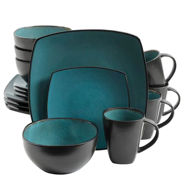 restaurant furniture  tableware set 12 18 24 piece  Stone Color Glazed Stoneware Ceramic Dinnerware soup bowl dinner sets