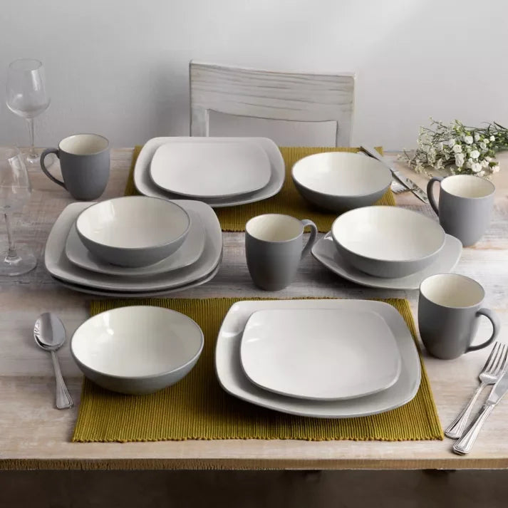 Reactive Glaze Stoneware 16-Piece Dinnerware Set kitchen dishes for dinner set