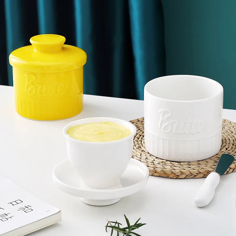 Wholesale butter crock ceramic Butter dish Round butter dish with lid