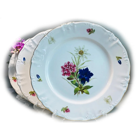 Bavari  Lavish premium Porcelain Dinnerware dinner Vintage set of 3 Winterling Germany flowers plates