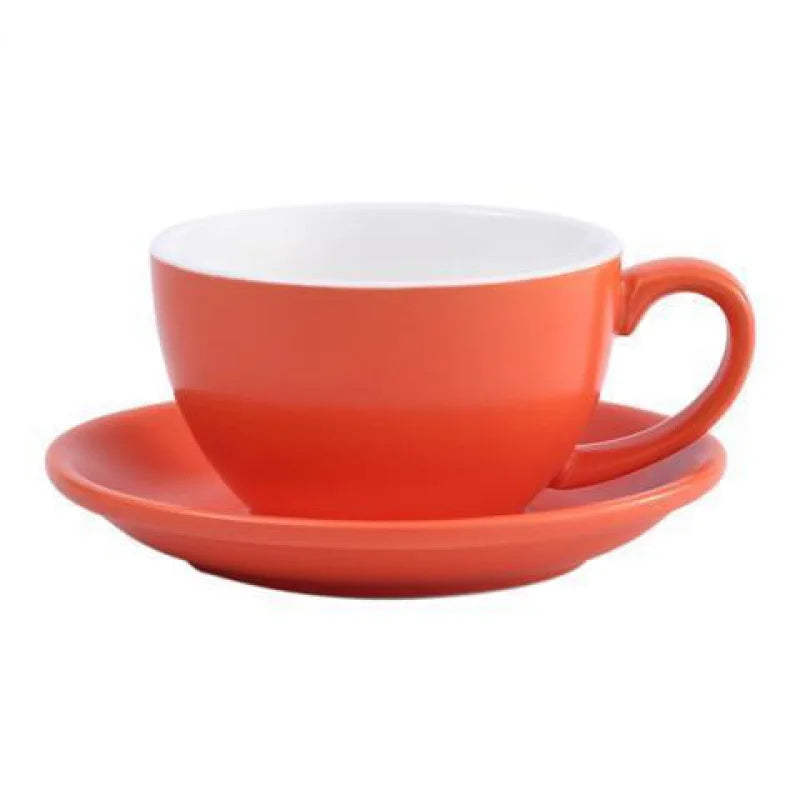 Wholesale nordic Multiple Color Optional Matte 300cc European Porcelain Coffee Cup Ceramic Milk Cup With Saucer Set Cappuccino M