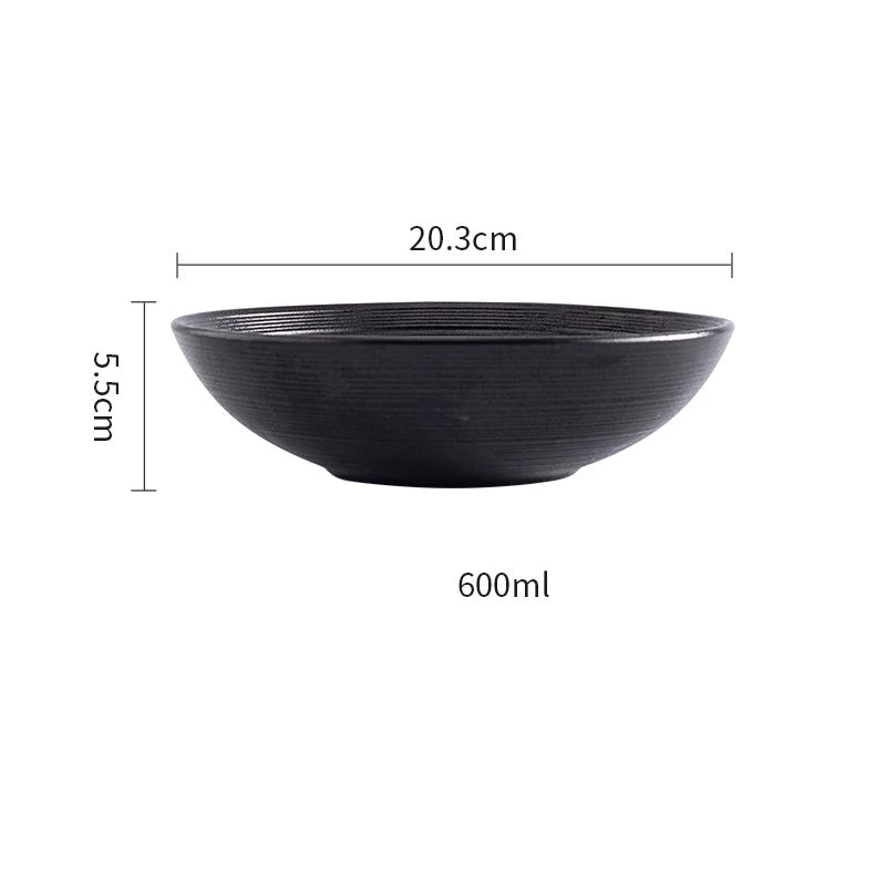 1280Ml Irregular Noodle Bowl Ceramic Crockery Durable Vintage Japanese Stoneware Porcelain Soup Bowl Pho Bowl for restaurant